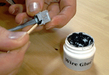 Appling wire glue to computer copy